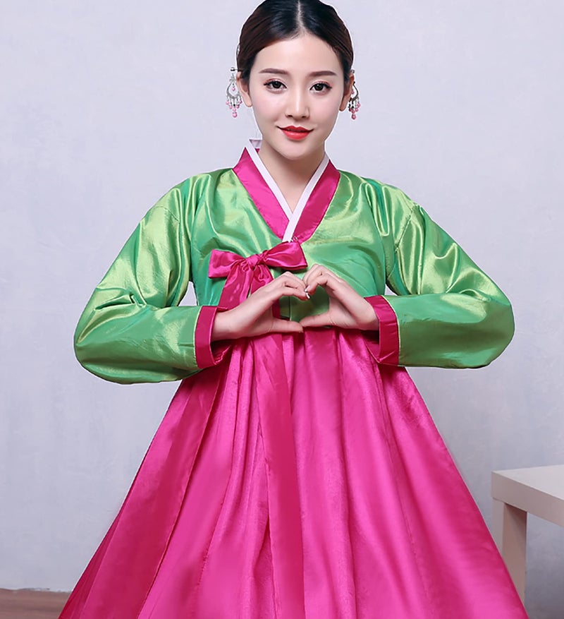 XINFU Korean Traditional Women's Hanbok Set Long Sleeve Colorful Dress Cosplay Costume - Image 5